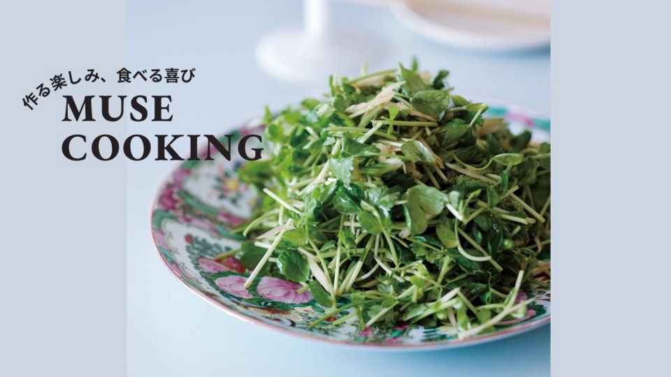 香味野菜を調味料であえるだけ♡【最高にうまい家中華】『パクチー、セロリ、豆苗の中華サラダ』