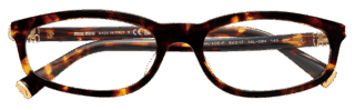 メガネ¥59,290（ミュウミュウ／ルックスオティカジャパン カスタマーサービス）