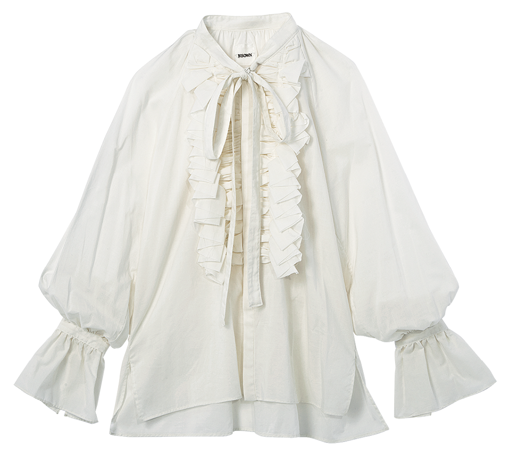 フリルブラウス¥37,400（ビソウン／スリーテン）