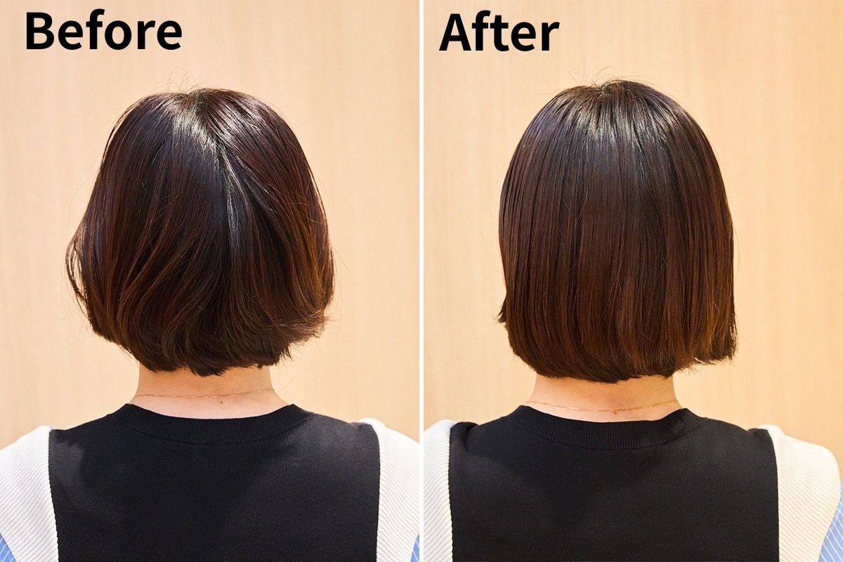 髪全体がするんとなめらかな質感に。ツヤ感も大幅にアップ！