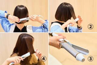 ①約325ｇの軽さで、全体に使っても手が疲れない！②熱を均一に伝えるカーボンレイヤープレート採用で、軽くすべらせるだけでしっとり柔らかなストレートに。③バレル部分はカーボンレイヤープレートを、グリップの内側にも低反発コートを加工してあるから、ダメージレスな仕上がりに。④髪がすべることなくしっかりキャッチでき、効率よくプレートに圧をかけられる。