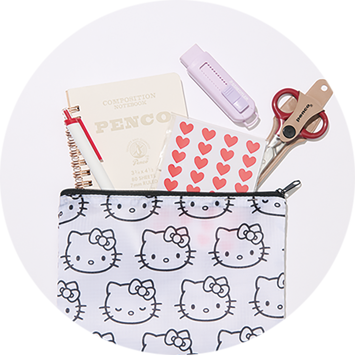 2026年1月号付録　ハローキティふわふわフェイスポーチ＆リップストップポーチ