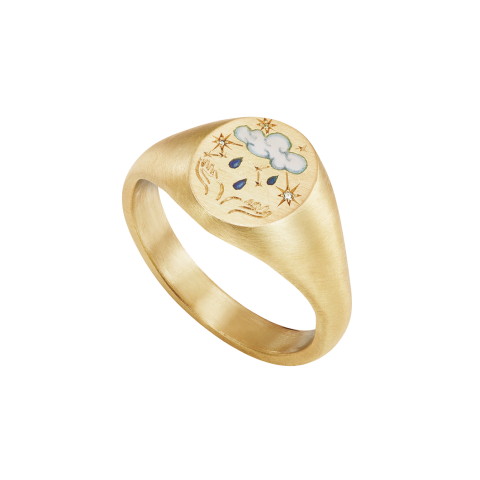 リング〈AQUARIUS Ring〉［K18YG×エナメル×DIA］¥704,000（シシ／cherish inc.）