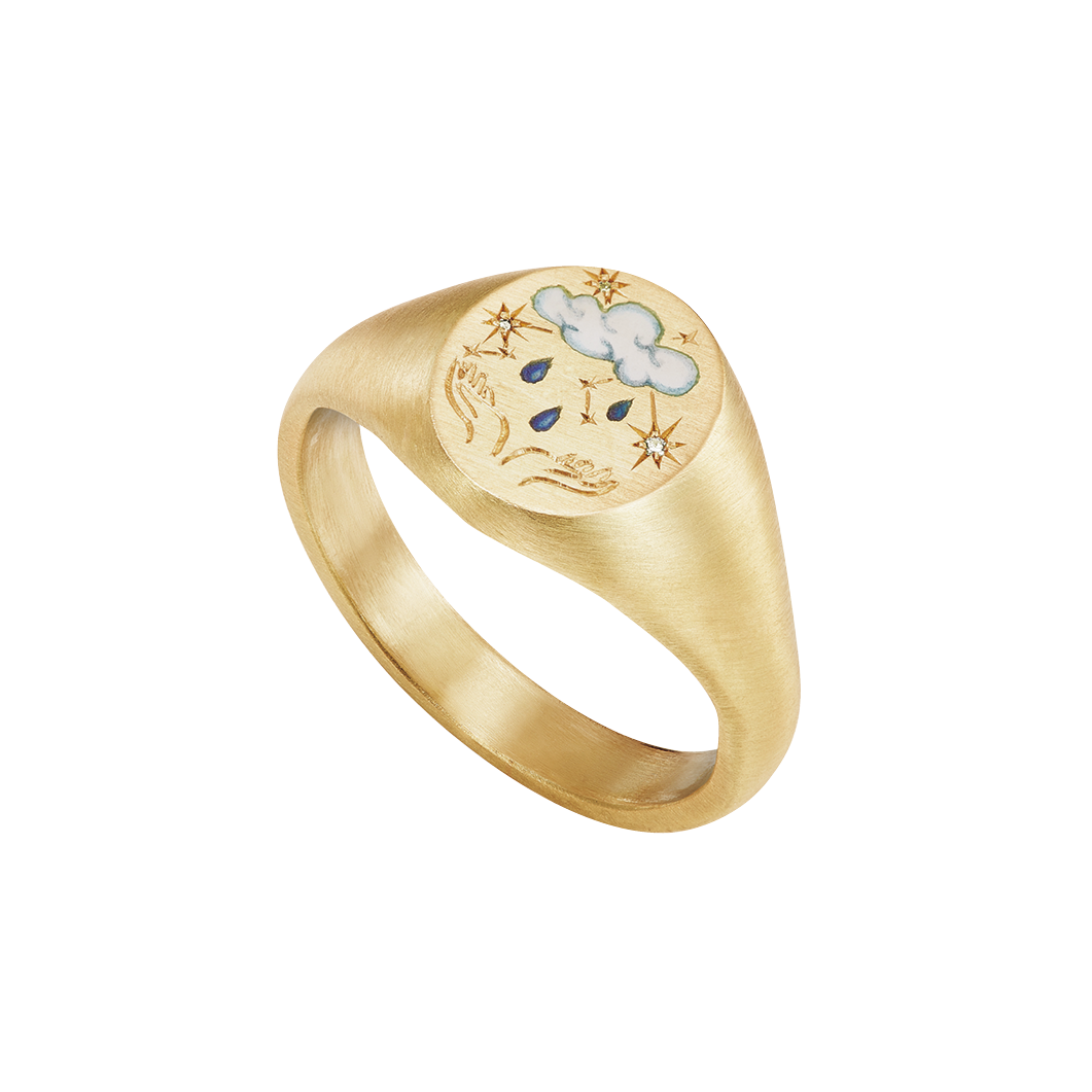 リング〈AQUARIUS Ring〉［K18YG×エナメル×DIA］¥704,000（シシ／cherish inc.）