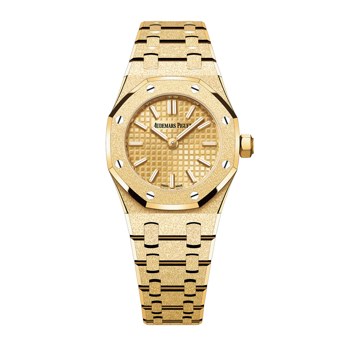 「マットなゴールドが◎」時計〈ロイヤル オーク ミニ フロステッド ゴールド クォーツ〉［K18YG、φ23mm］¥5,225,000（オーデマ ピゲ／オーデマ ピゲ ジャパン）