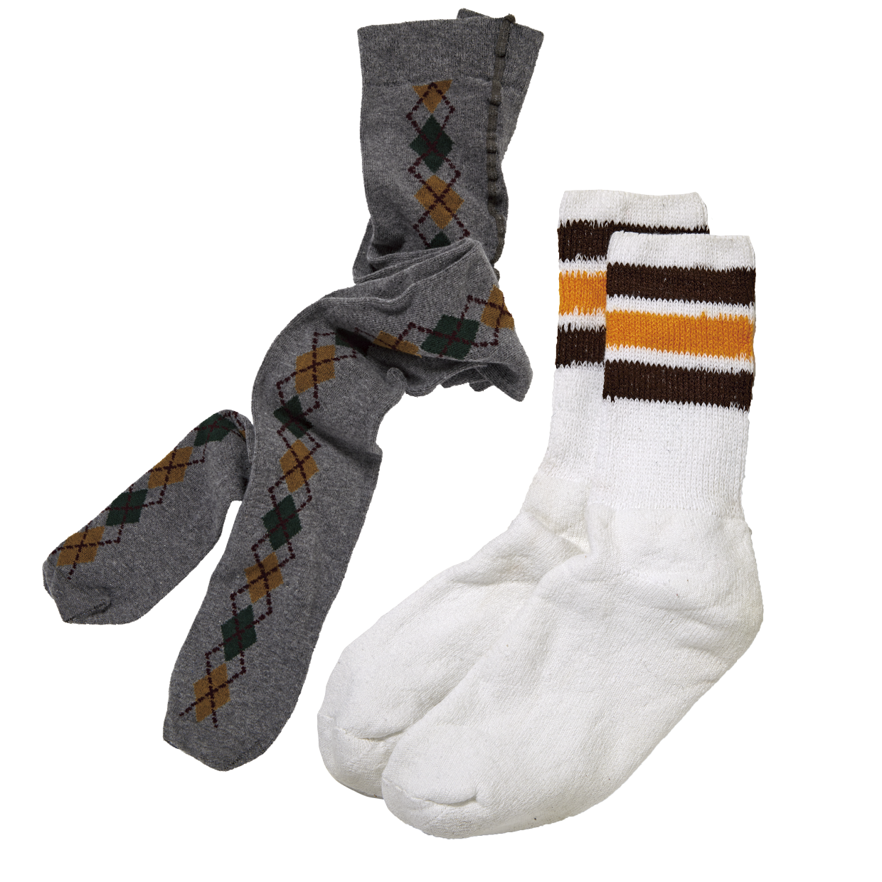 左から:タイツ¥7,810(スウェーディッシュ ストッキング/grapevine by k3)、ソックス※2Pセット¥2, 970(ザ レイルロード ソック/メイデン・カンパニー)