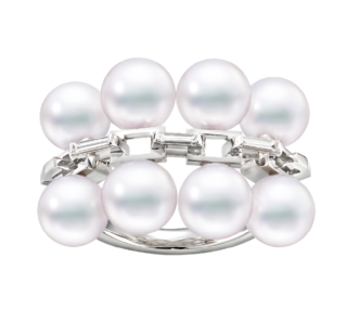 リング〈シークエンス〉［WG×あこや真珠×DIA］¥1,320,000（TASAKI）