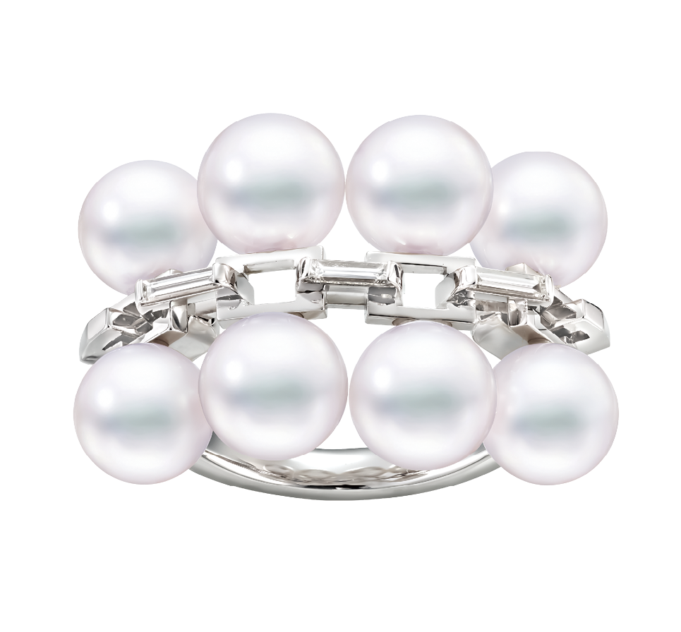 リング〈シークエンス〉［WG×あこや真珠×DIA］¥1,320,000（TASAKI）