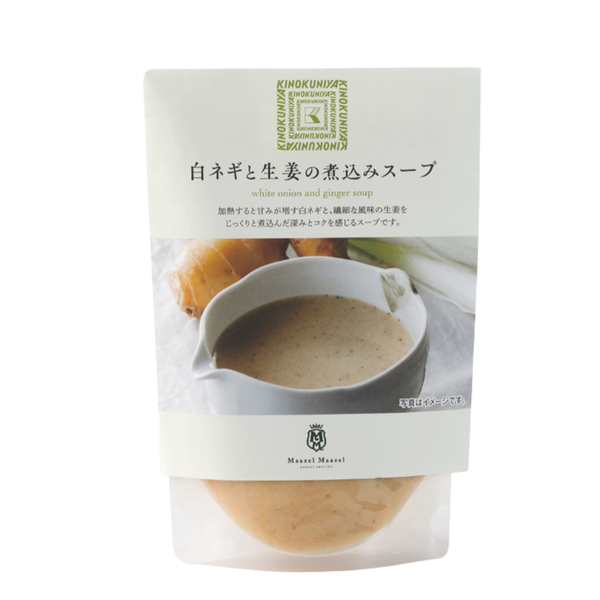 白ネギの甘みと生姜がアクセントになったスープは、じっくりと煮込まれた深みとコクのある味わい。辛みもなく優しい風味で飲みやすい。￥538（紀ノ国屋）