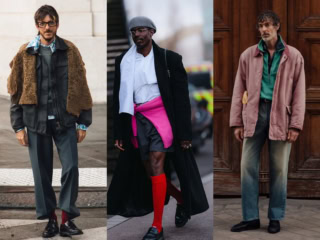 左／首元や足元など、あえてラフに仕上げているのが洒落てます！　中／鮮やかなピンクと赤の使い方がイイ！ その他のアイテムをクラシックでまとめているので、より引き立っています。　右／ユーズド感満載の合わせが素敵♡ トップスの色合わせも好みです！