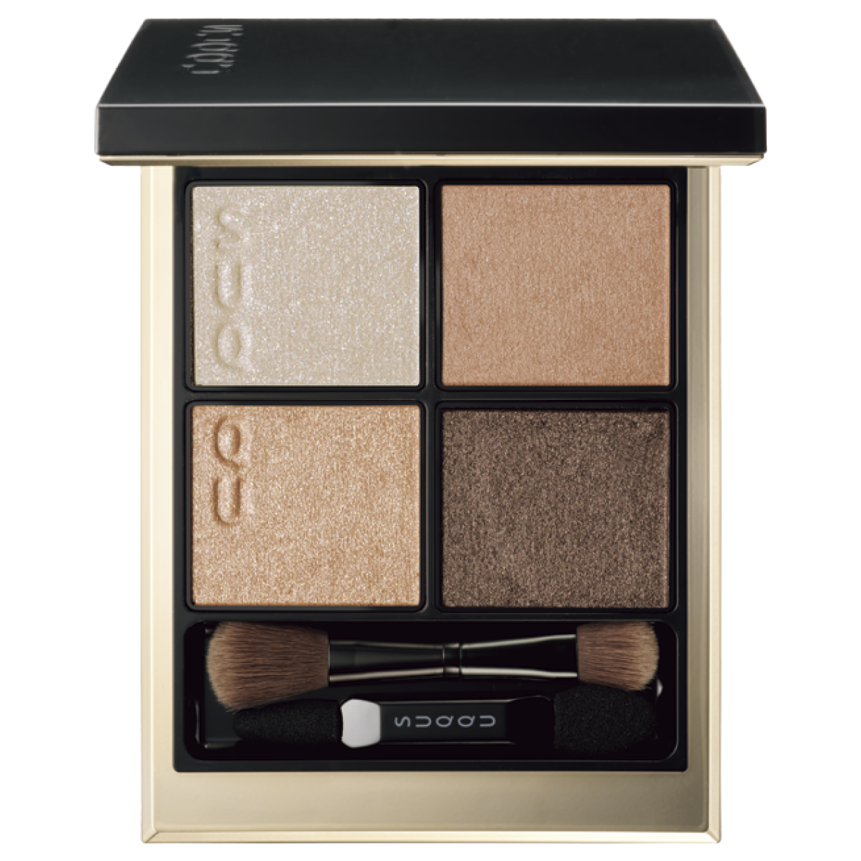 まぶたにピタッと密着するパウダーは薄膜仕上がりながら、洗練の質感で目元を印象的に彩るニュートラルな4色。¥7,700（SUQQU）