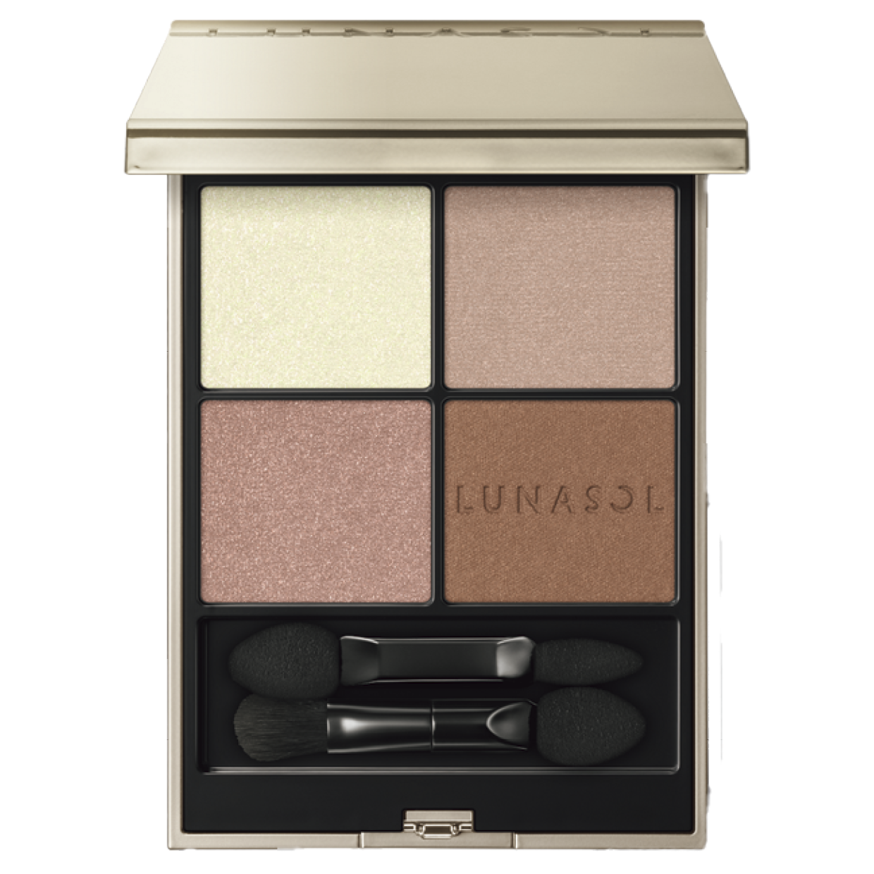 ピンクモーヴをベースに、グリーンパールが煌めくホワイトカラーのアクセントが、モダンで洗練された目元に。¥7,700（カネボウ化粧品）