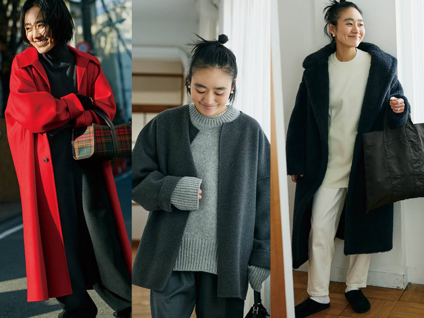 びっくりするほど軽いダウンに、レディな赤コート…オール私服でお届け