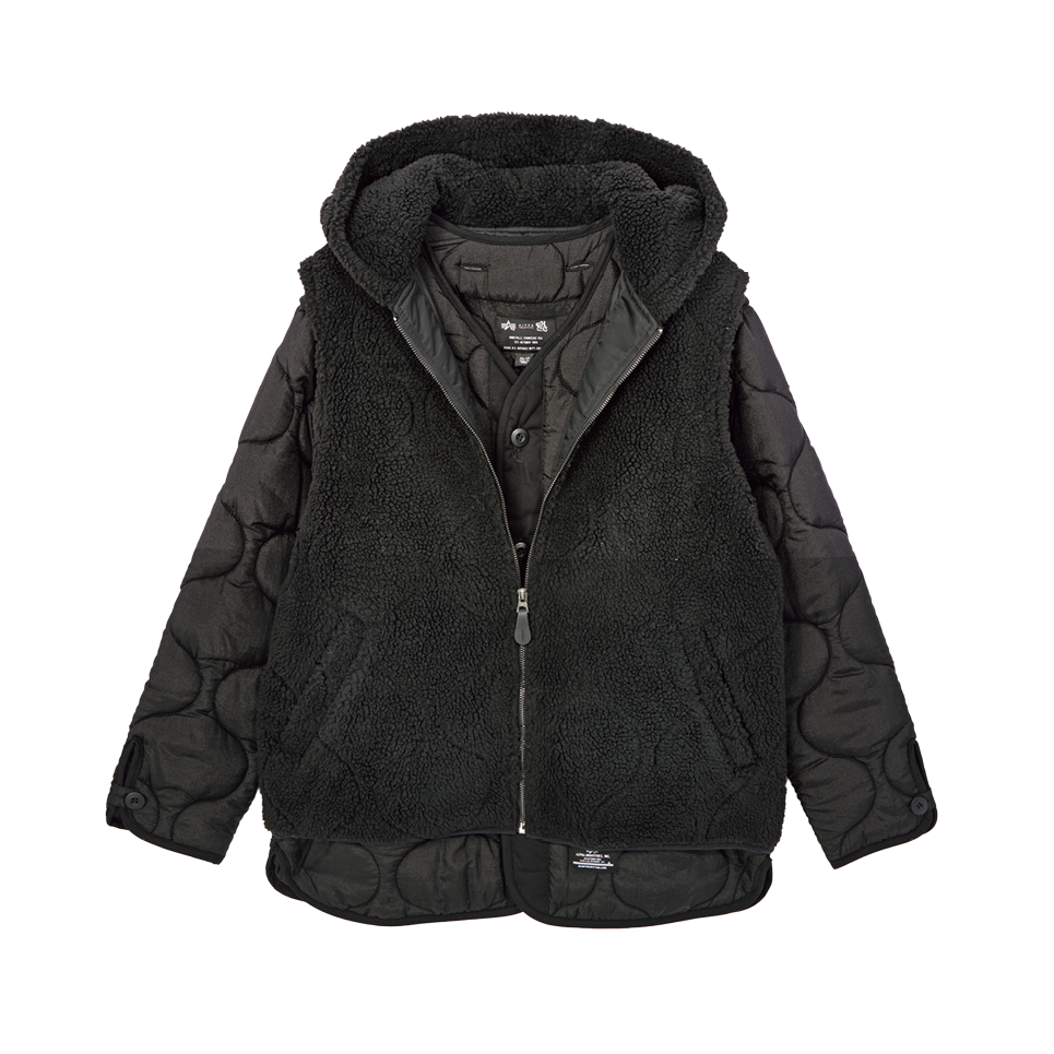 「オニオンキルティングが可愛い！」別注3WAYレイヤードキルティングジャケット¥53,900（アルファ インダストリーズ／RHC ロンハーマン）