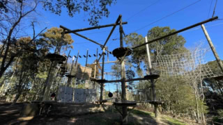 エアリアルアドベンチャーが本格的過ぎた！ けれどハーネスをつけているので安心＆安全。大人は翌日の筋肉痛については、くれぐれも覚悟して挑みましょう（※経験談）。