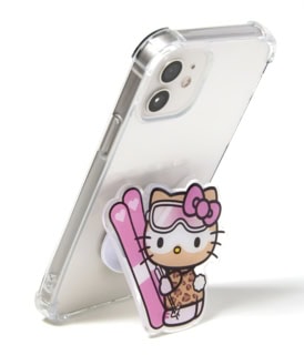 大きな雪焼けハローキティがインパクト抜群の折りたたみスマホグリップ