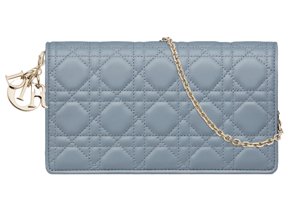 チェーンポーチ〈Lady Dior〉［H12.5×W21.5×D4cm／札入れ0、小銭入れ0、カードスリット8、ポケット2］ ¥340,000（ディオール／クリスチャン ディオール）