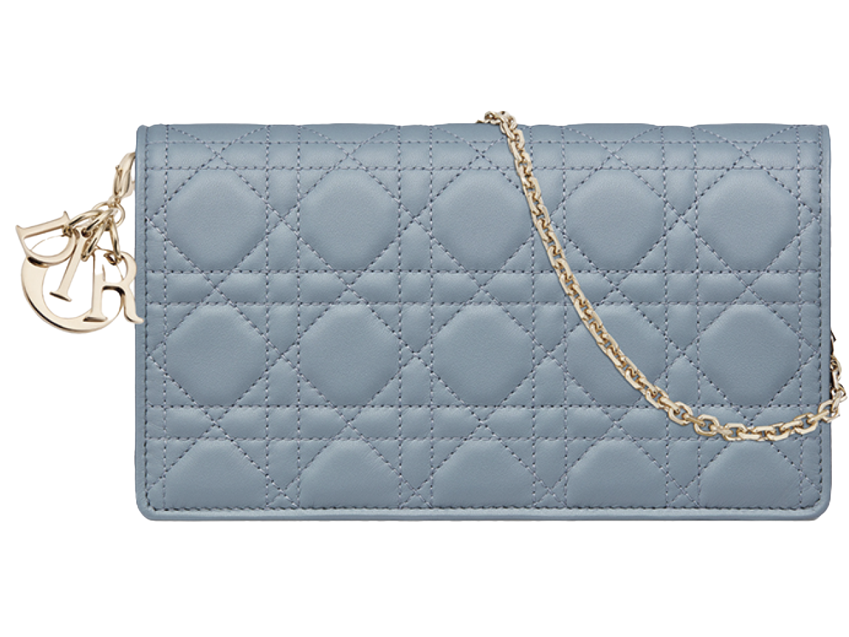 チェーンポーチ〈Lady Dior〉［H12.5×W21.5×D4cm／札入れ0、小銭入れ0、カードスリット8、ポケット2］ ¥340,000（ディオール／クリスチャン ディオール）