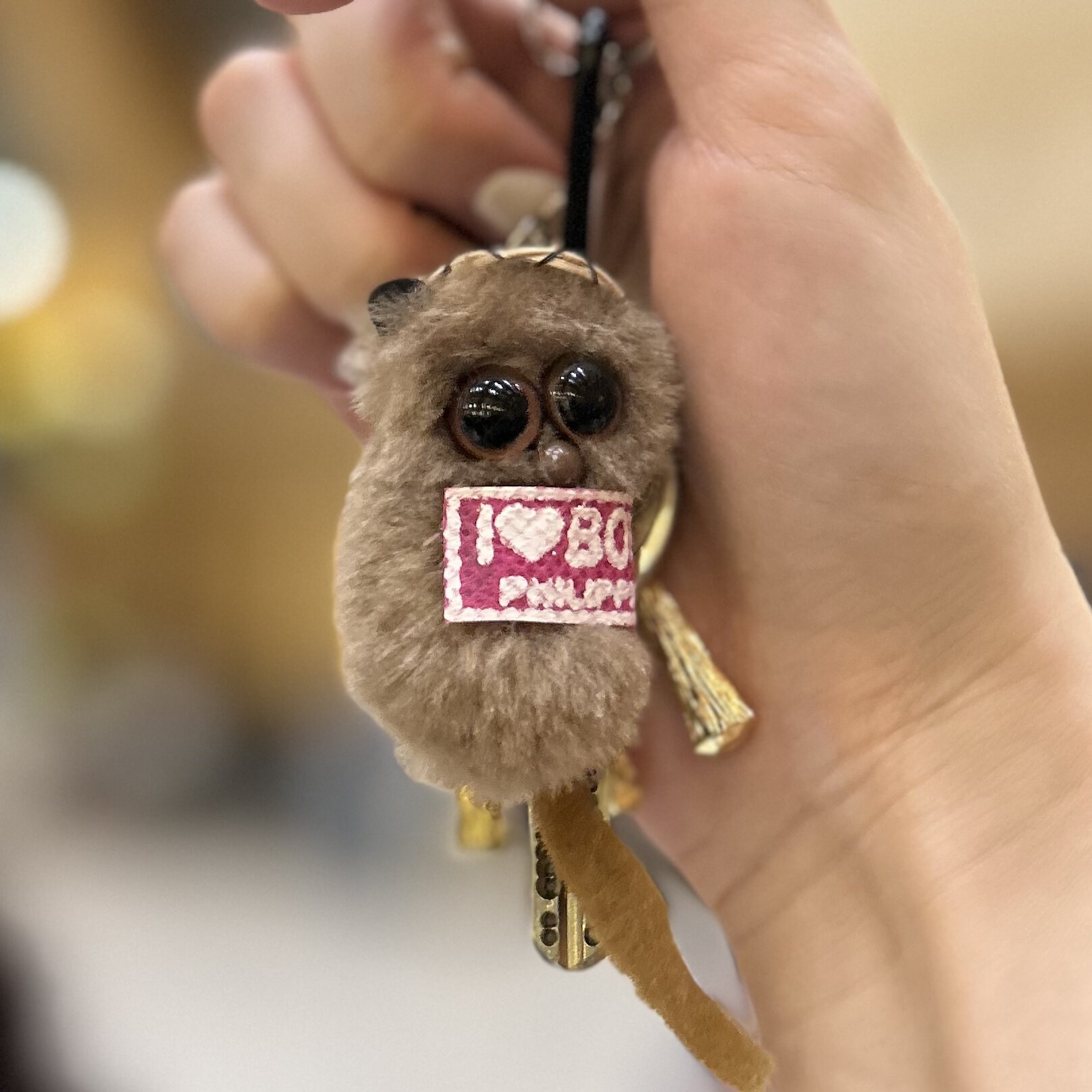 「I♡BOHOL」の文字を纏ったターシャ