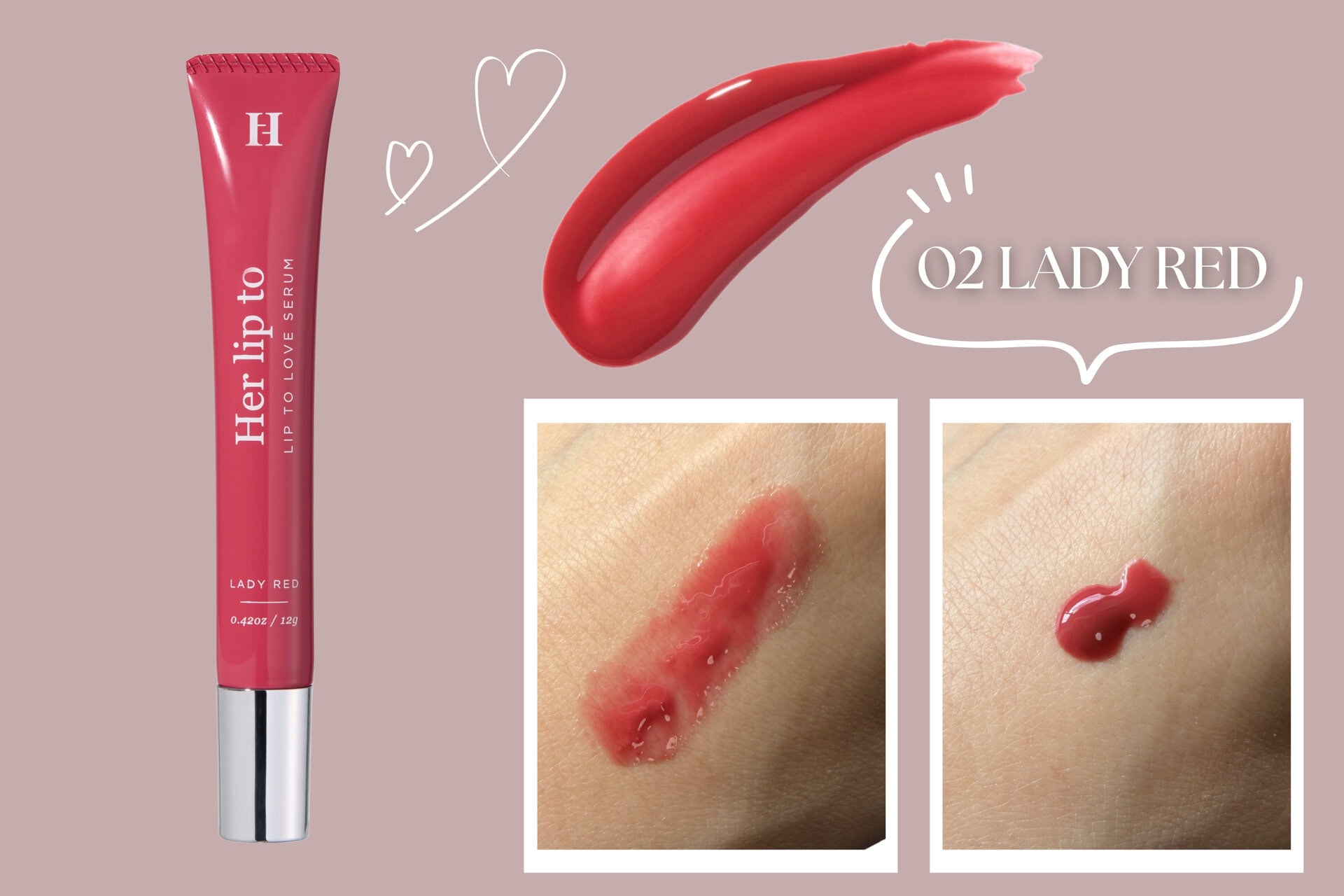 02 LADY RED：大人の魅力を引き出す粘膜レッド。シアーな発色で、肌に透明感をもたらしてくれます 。 