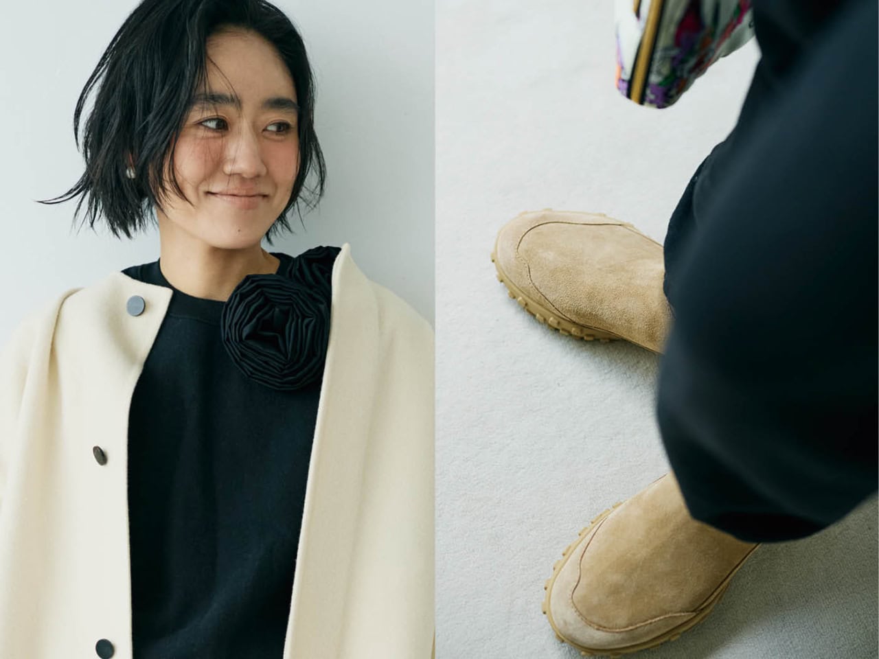 ラクで最高「スエット」セットアップはコサージュ盛りで!|金子綾のオール私服スポーティコーデ