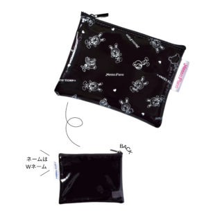 【クリアポーチ】ベリエちゃん&ナカムラくんのオリジナル柄ポーチは、あえてのブラックで大人も持ちやすいデザイン。