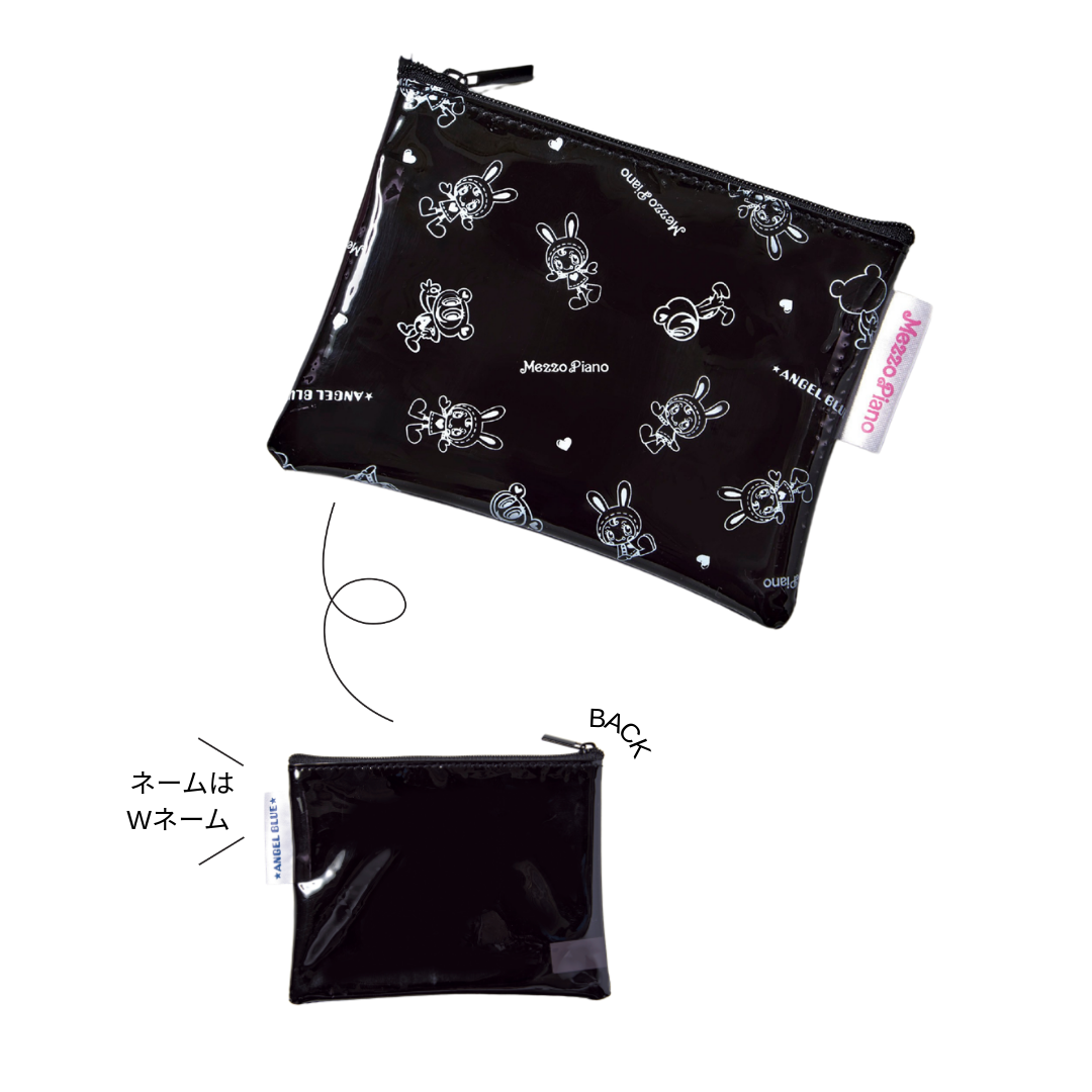 【クリアポーチ】ベリエちゃん&ナカムラくんのオリジナル柄ポーチは、あえてのブラックで大人も持ちやすいデザイン。