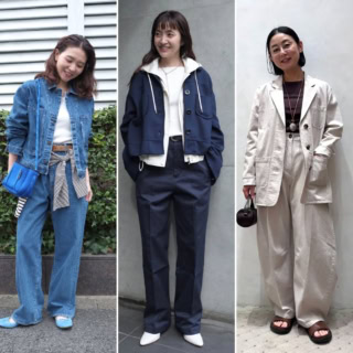 【40代スナップ7選】デニム×デニムや白×白…アウターとパンツの「セットアップ見せ」流行中！