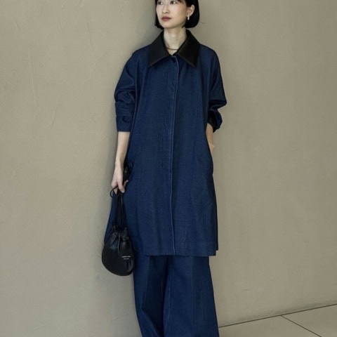 【40代スナップ】デニムロングコート×パンツの「セットアップ」が新鮮な可愛さ!|吉田風圭さん