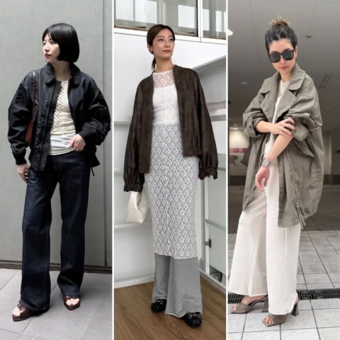 【40代スナップ7選】ライダースにミリタリー。メンズライクなアウターに春は「白」投入が鉄板!