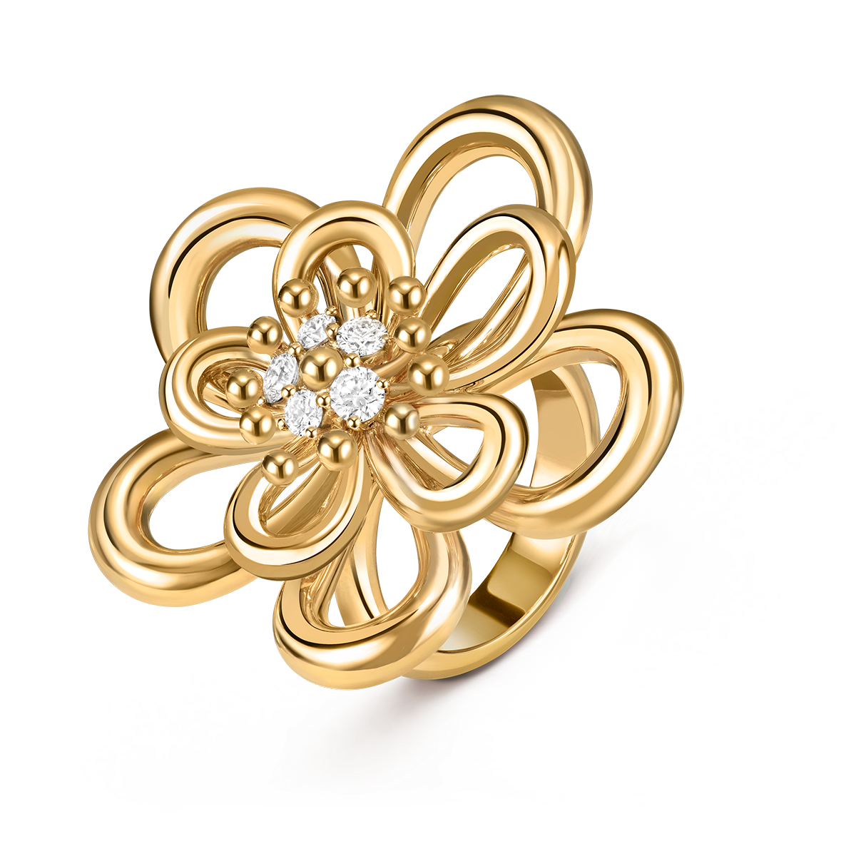 「フラワーレース」リング［YG×DIA］¥2,244,000（全てヴァン クリーフ&アーペル）