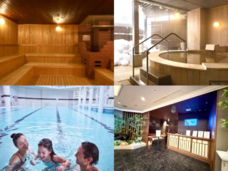 室内プールではサップヨガクラスも(要予約)。温泉やサウナ、スパルームもあるから、ゆっくりリラックスタイムを過ごすことも可能。
