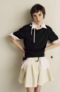 トップス¥81,400(カルヴェン×エストネーション)、シャツ¥55,000(イーストモンドアパレル×エストネーション)、パンツ¥66,000(エッセンスオブラグジュアリー/全てエストネーション)