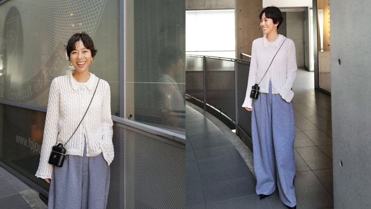 甘いクロシェはワイドパンツでカジュアルにして抜け感を。クロシェレースカーディガン 全2色 ￥18,920 （MACHATT）