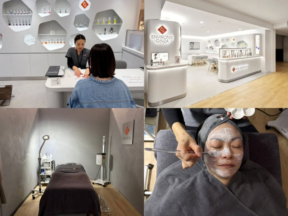 松屋銀座に移転した「エンビロンズ銀座」。 プロフェッショナルスキンケアを掲げ、「サイエンス」「ビューティ」「ケア」というコンセプトを空間として体現。お買い物もトリートメントもどちらも堪能できちゃう。