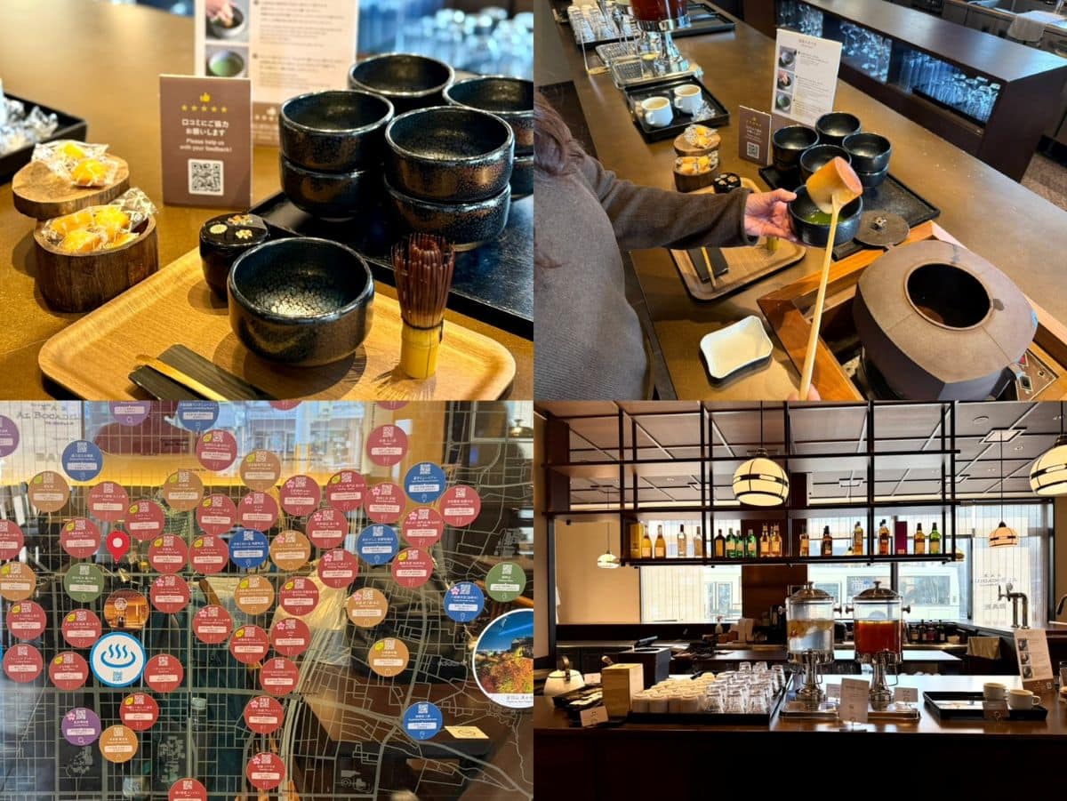 チェックイン後、茶の湯に由来する一期一会になぞらえて、名づけられた「いちえ・ラウンジ」へ。