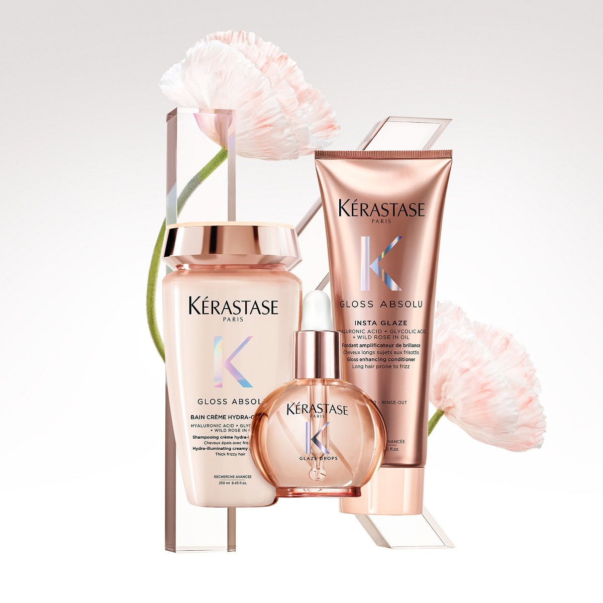 新シリーズ「グロスアブソリュ」は、現代女性が抱える「髪のうねりや広がり、ツヤ不足という悩みに科学的にアプローチ。ラインアップはシャンプー、トリートメント、ヘアマスク、ヘアミルク、ヘアオイル。ケラスターゼ独自の「水光ドロップテクノロジー」搭載で、驚くほど仕上がりが軽やか。まるで光を宿したような輝きにうっとりします。
