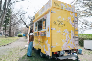 咲き始めの桜を見上げて、ダーリオの口から思わずこぼれた本音。春の陽光が心地よく降り注ぐ、福岡城跡・舞鶴公園。約1,000本の桜が石垣を彩る圧倒的な景色のなか、今回の旅の主役は、お花見の概念を軽やかに塗り替える「ハイボール」です。