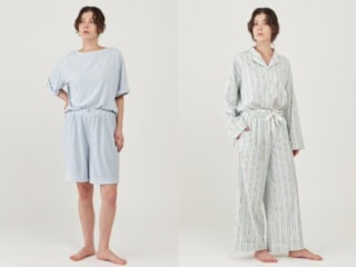デザインバリエは2種！ 半袖トップス、ショートパンツ＜全3色＞各￥13,200、長袖トップス、ロングパンツ＜全2色＞各￥15,200（全てセルソース）