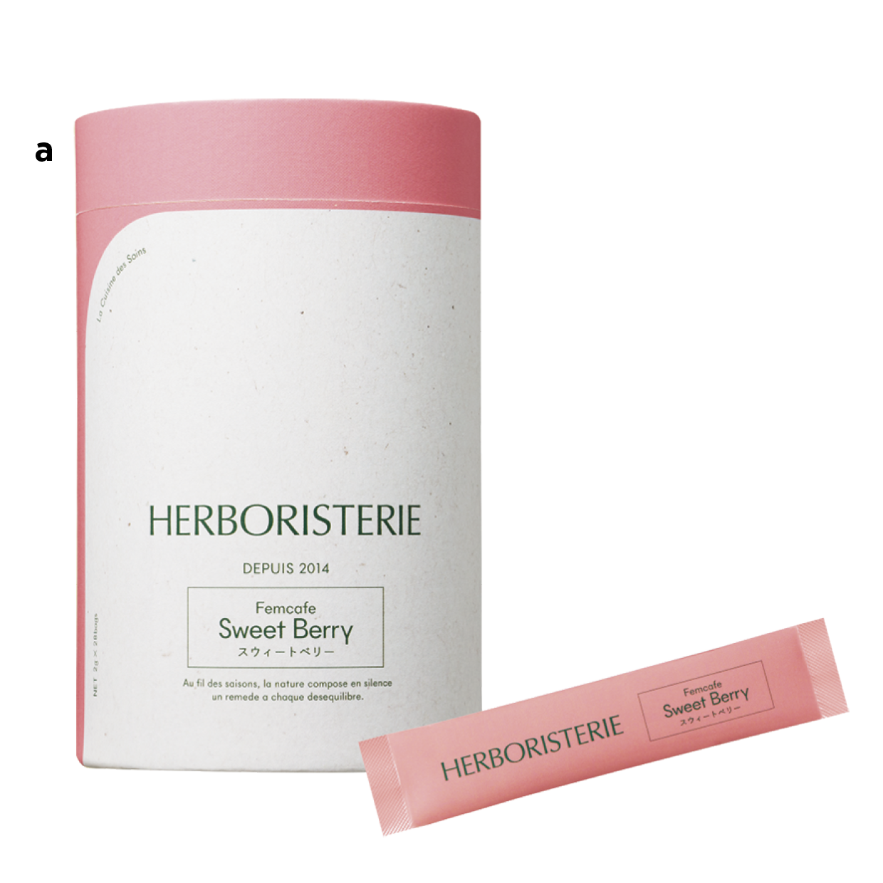 a 女性のホルモンバランスやめぐりをサポートするザクロやメリッサなどを配合。HERBORISTERIE フェムカフェ スウィートベリー 2g×28包 ¥3,888（コスメキッチン）