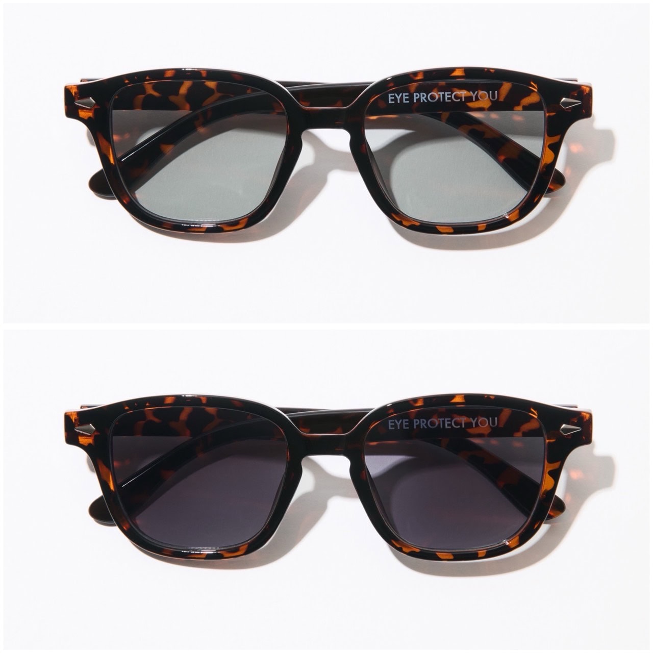 レンズの色は紫外線に当たると薄いグレーから濃いグレーへと変化。室内や屋外でも取り外すことなく使えます。紫外線にあてても肌がほんのり透けて見える濃さなので、なじみやすさもGOOD。