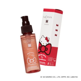 ラ・カスタの髪の美容液だって限定パッケージに。毎日のケアも楽しくなりそう！〈HELLO KITTY〉アロマエステ ヘアエマルジョン 80mL ¥3,410（コスメキッチン）※5月29日発売