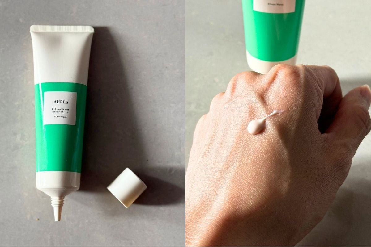 薄いベージュで肌馴染み抜群。ビタミンDも配合で毎日使いたくなる。ハイドレクター UVマスク SPF50+・PA++++・UV耐水性★ 90g ￥4,620（アーレス）