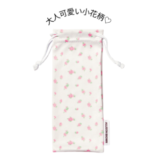 めがね拭きにもなる花柄巾着つき！