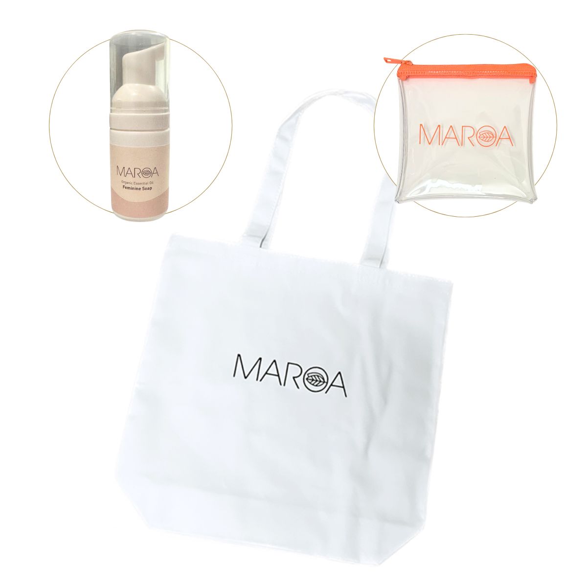 ノベルティ限定のフェミニンミニソープは、ジムや旅行にも使いやすいと好評。販売を望む声も多い人気アイテム！クリア素材にブランドカラーのオレンジをあしらったミニポーチは、これからの季節にも活躍。※数量限定、なくなり次第終了