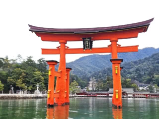 海の上に自重で建っているという高さ16mの大鳥居は圧巻！