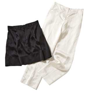 ミニスカート¥108,900、パンツ¥108,900（共にトーテム／トーテム クライアントサービス）