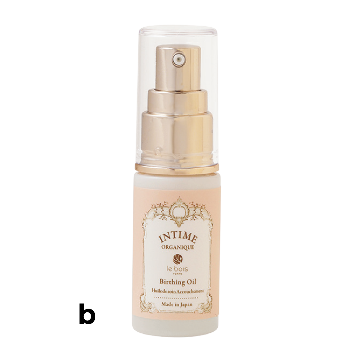b 天然由来成分100％のマッサージオイル。潤いやハリのある弾力肌に。バーシングオイル 30mL ¥11,000（サンルイ・インターナッショナル）