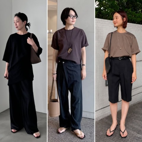 間違いない大人のTシャツコーデは「ダークトーン」でまとめるのがカギです【40代スナップ7選】