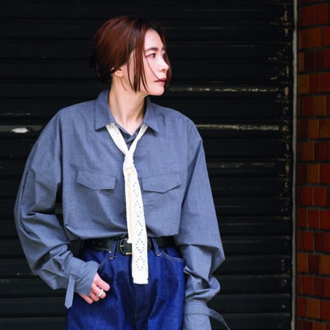 40代の【ハンサムミックス】大きめサイズを選んだらベルトできゅっと「シルエット」を女っぽく!